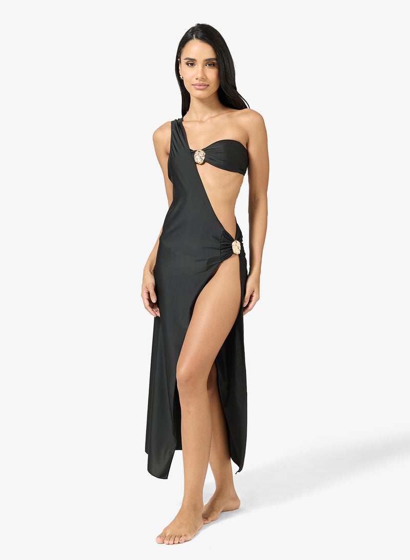 Ginger 3 PC Bikini Set with Coverup & Golden Accent - Image 1