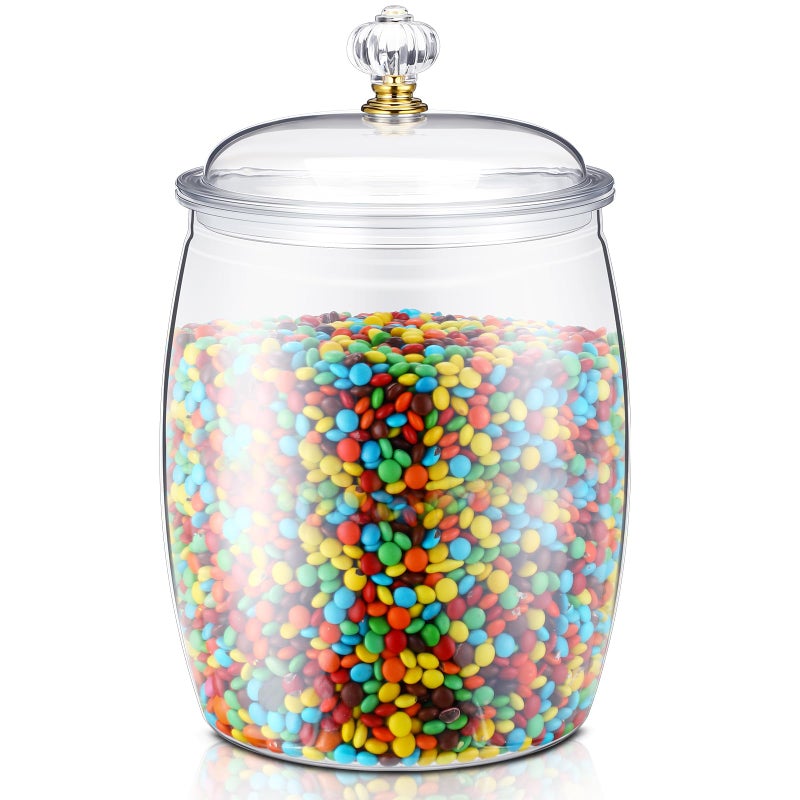 Nuogo 2 Gallon/256 oz Large Candy & Cookie Jar with Lid Plastic Apothecary Jars Large Food Storage Container Unbreakable Kitchen Storage for Cookie, Candy, Snack and Dried Foods DIY Gift - Image 1