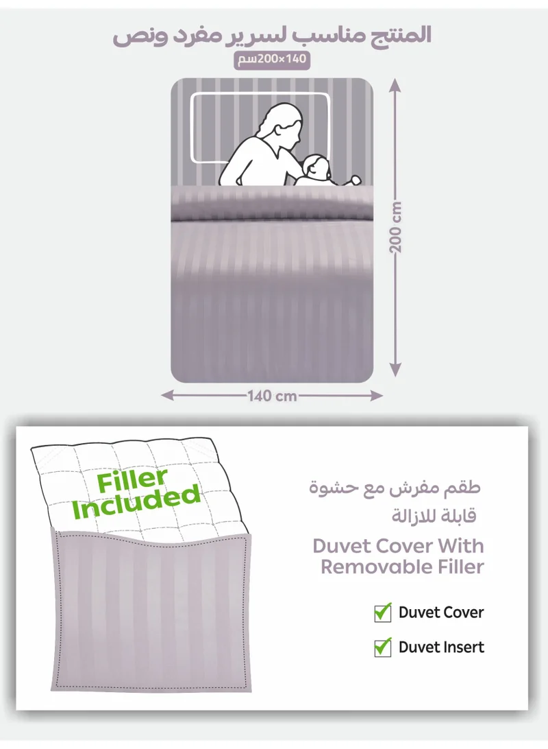 دوناتيلا Striped Comforter Set, Single Size Fits 140x200cm, 5-Piece Hotel Bedding with 350 GSM Filling – Comforter, Comforter Cover, Fitted Sheet, Pillowshams.