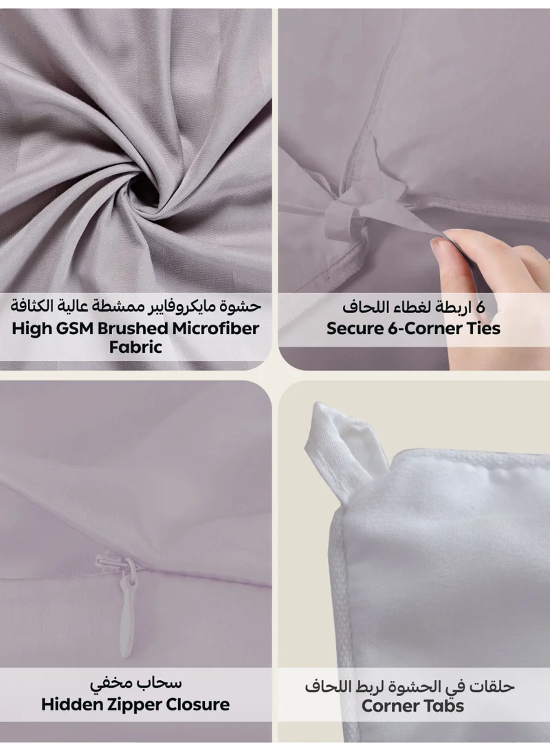 دوناتيلا Striped Comforter Set, Single Size Fits 140x200cm, 5-Piece Hotel Bedding with 350 GSM Filling – Comforter, Comforter Cover, Fitted Sheet, Pillowshams.