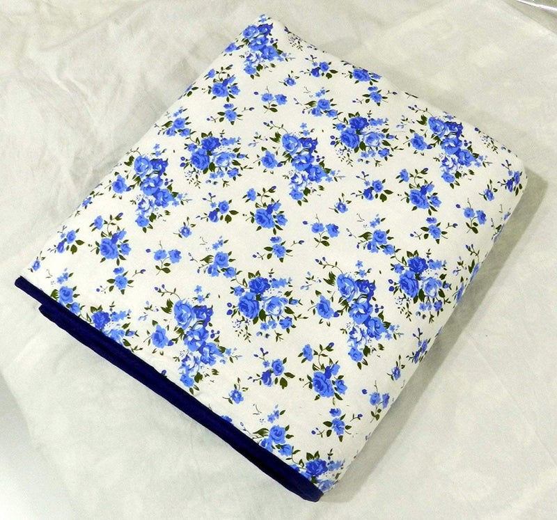 ShopingTrade Summer Special Anti-Pilling Super Soft Cotton Floral Print Single Bed Dohar/Summer AC Quilt/AC Comforter- Blue Iris Flowers - Image 1