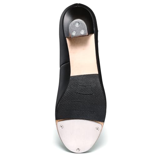 Linodes PU Leather Ankle Strap Character Tap Shoe 1.55'' Dance Shoes for Women-Black-8.5M-UPD - Image 4