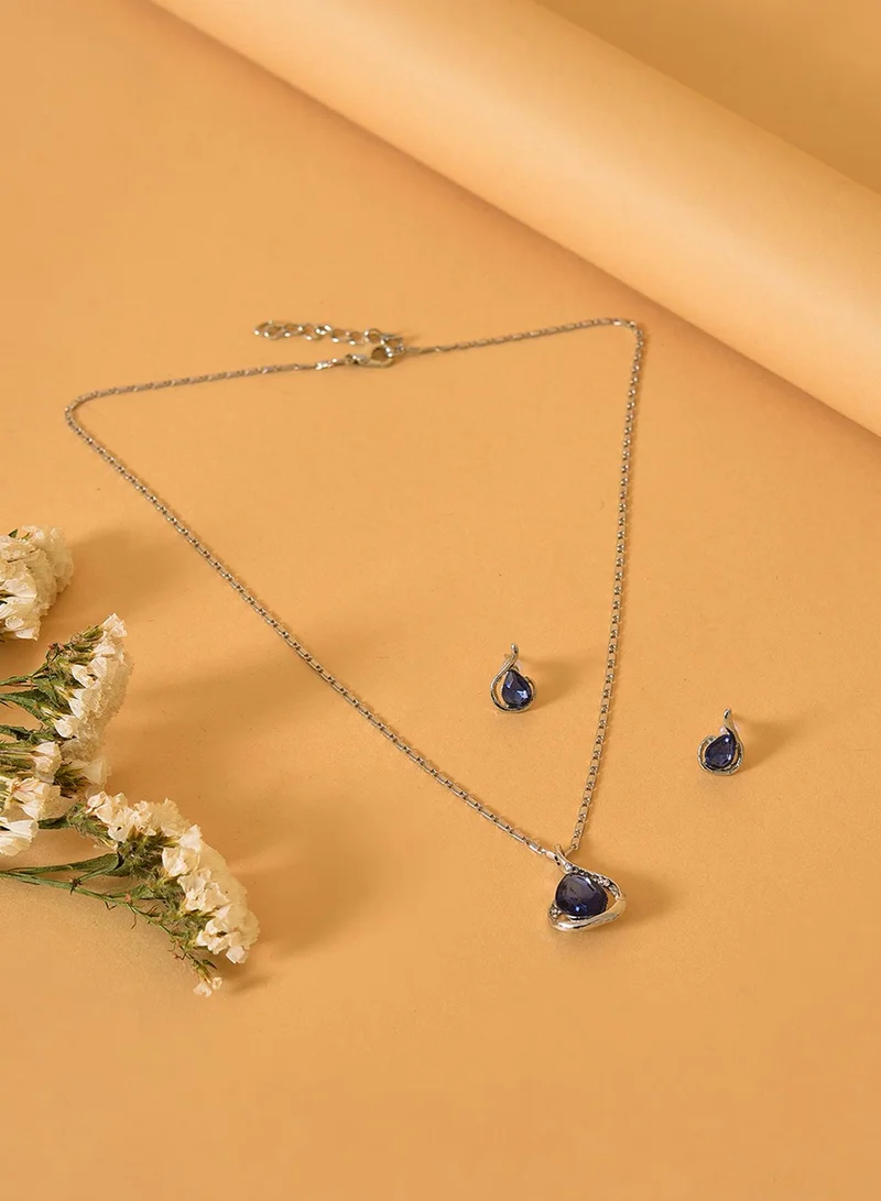 سوهي طقم مجوهرات صناعية مرصع بأحجار زرقاء