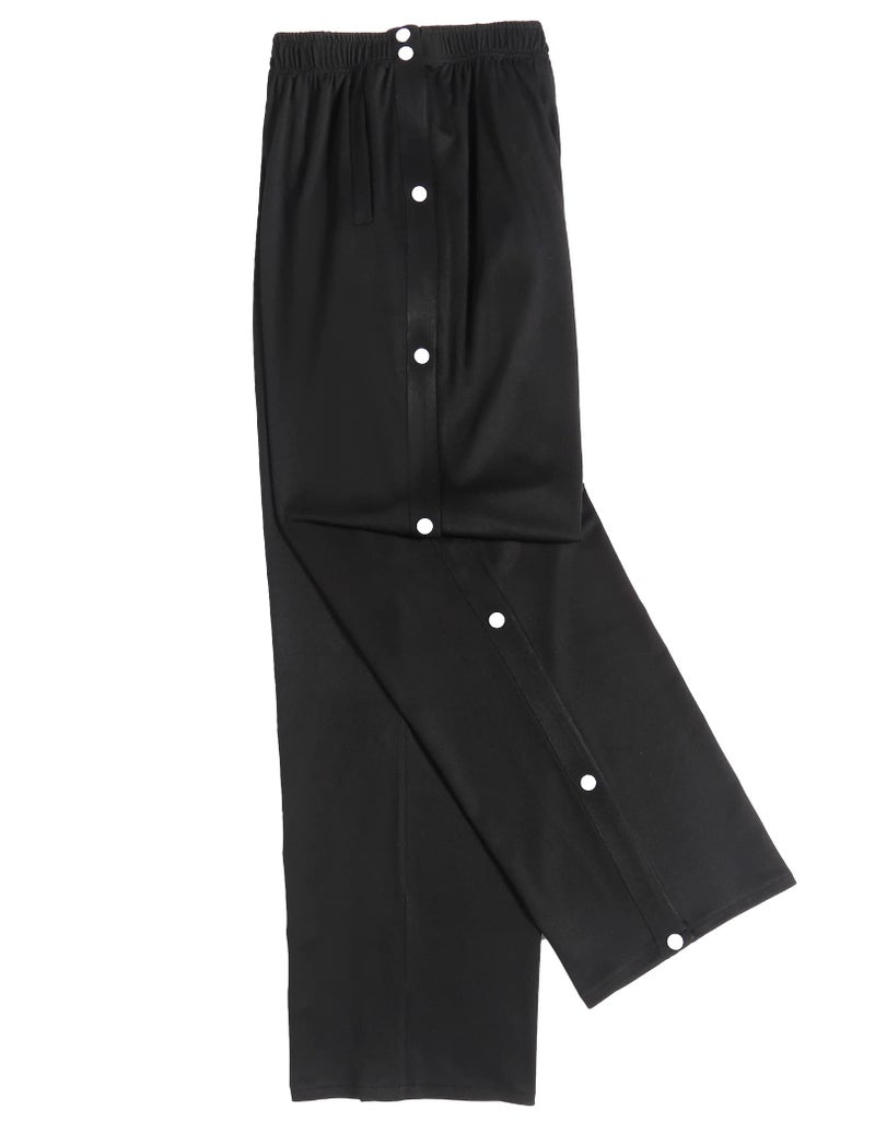 Deyeek Men's Tear Away Basketball Pants High Split Snap Button Casual Post-Surgery Sweatpants with Pockets - Image 2
