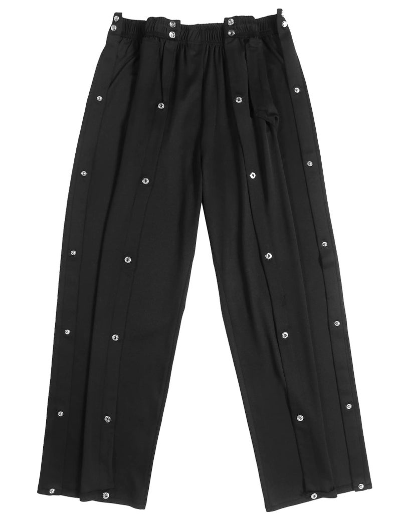 Deyeek Men's Tear Away Basketball Pants High Split Snap Button Casual Post-Surgery Sweatpants with Pockets - Image 3