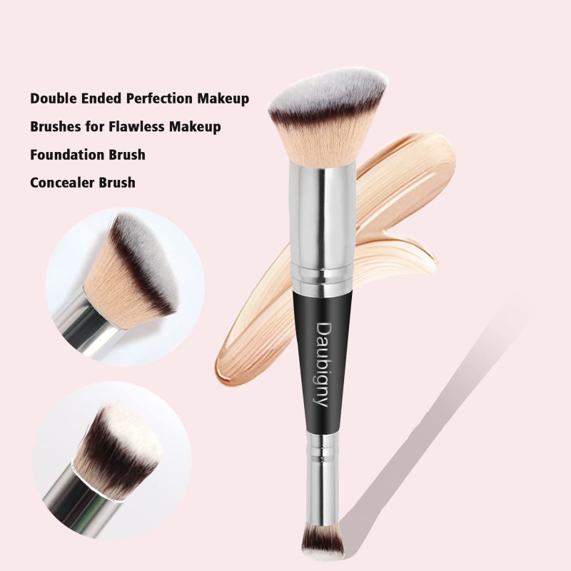 Daubigny Makeup Brushes Dual-ended Foundation Brush Concealer Brush Perfect for Any Look Premium Luxe Hair Rounded Taperd Flawless Brush Ideal for Liquid, Cream, Powder,Blending,Concealer(Angled) - Image 4