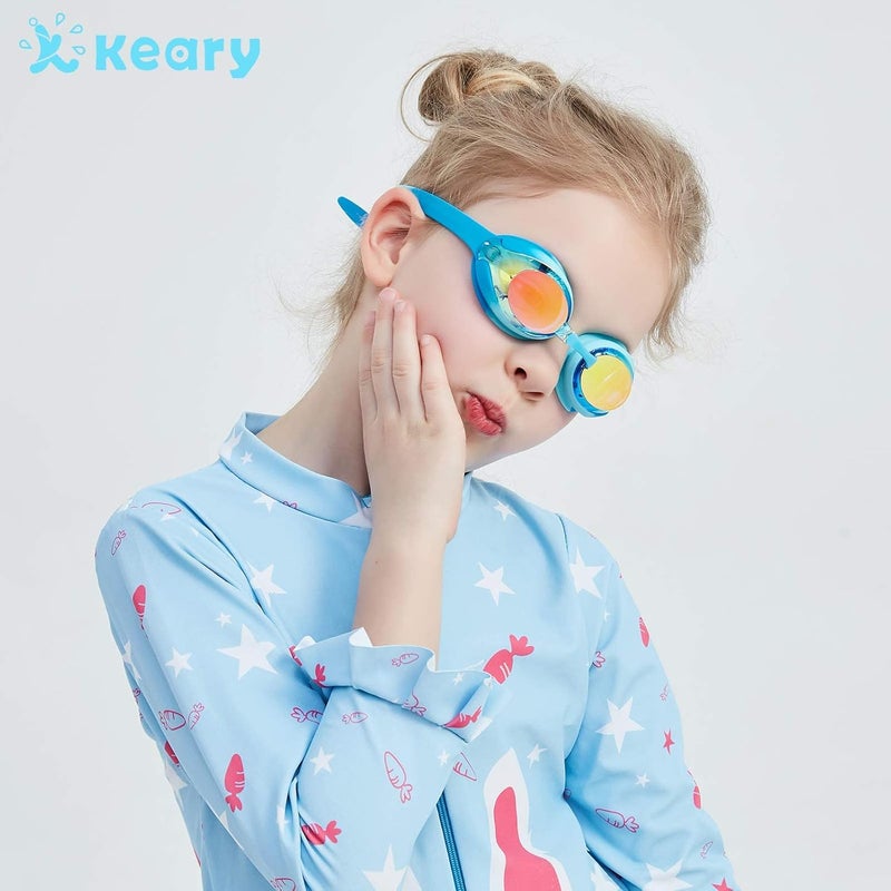 Keary Kids Swim Goggles for Toddler Kids Youth(3-12),Anti-Fog Waterproof Anti-UV Clear Vision Water Pool Goggles - Image 3