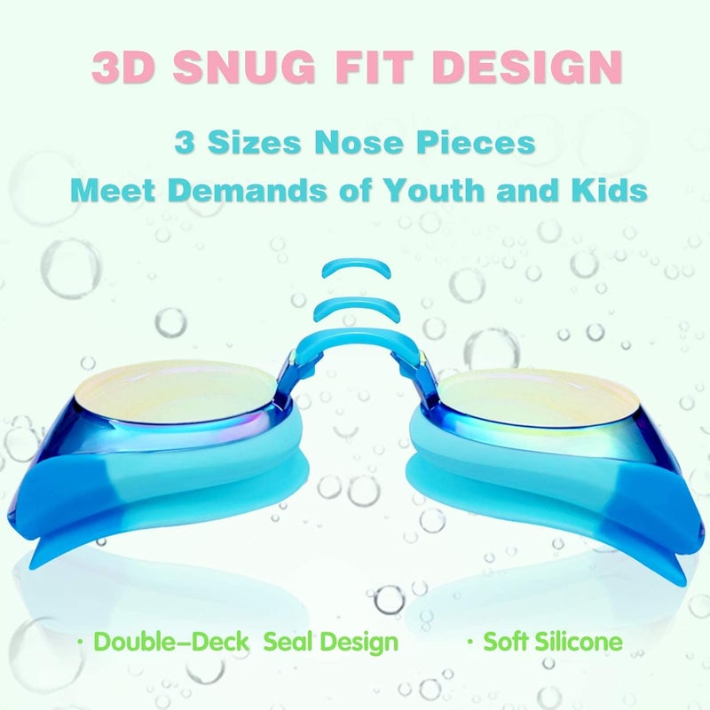 Keary Kids Swim Goggles for Toddler Kids Youth(3-12),Anti-Fog Waterproof Anti-UV Clear Vision Water Pool Goggles - Image 4