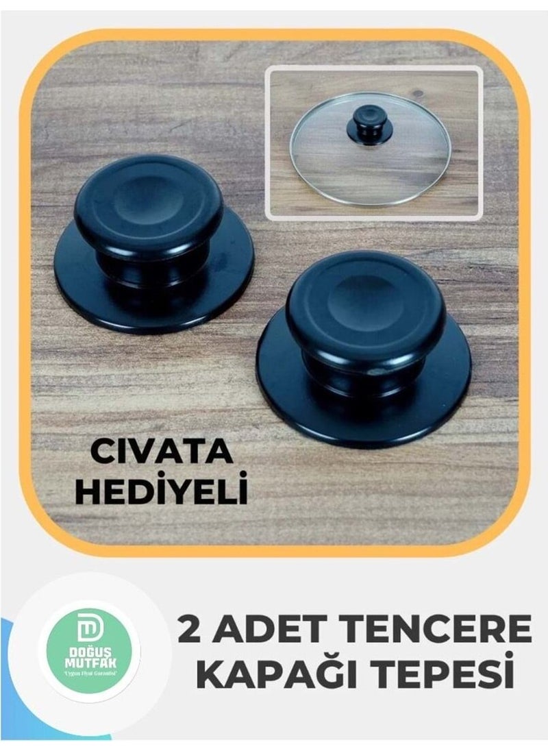 Doğuş Mutfak Glass Pot Lid Handle Set of 2, Handle, Pot Handle, Lid Top 