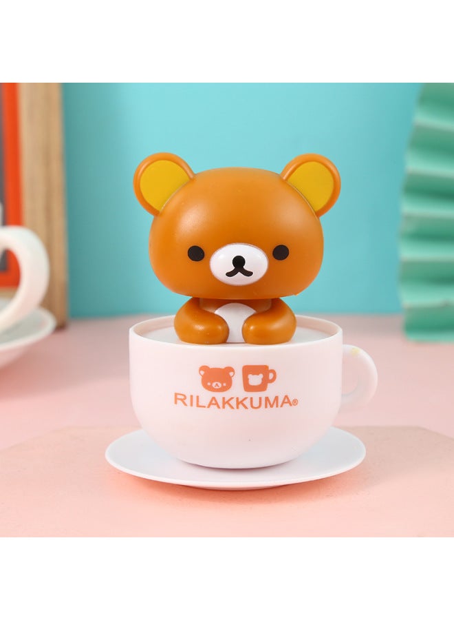 Komatsu Bear Sticks Solar Shook Head Doll Doll Car Ornaments-Color:Brown Bear - Image 1