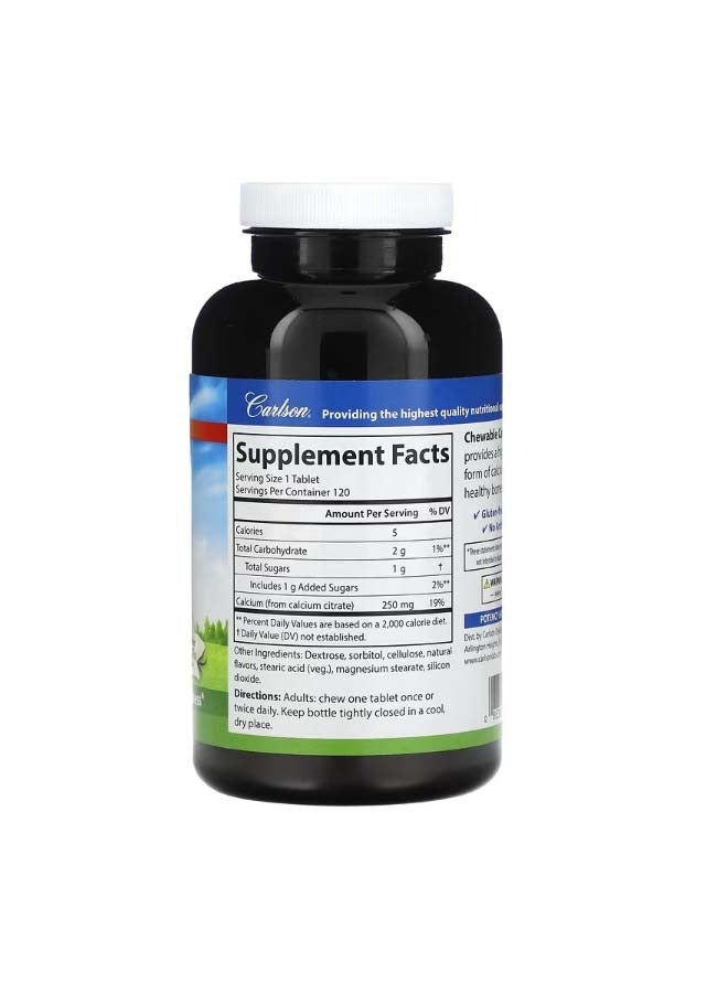 Carlson Chewable Calcium Citrate Natural Vanilla 250 mg 120 Tablets - Image 2
