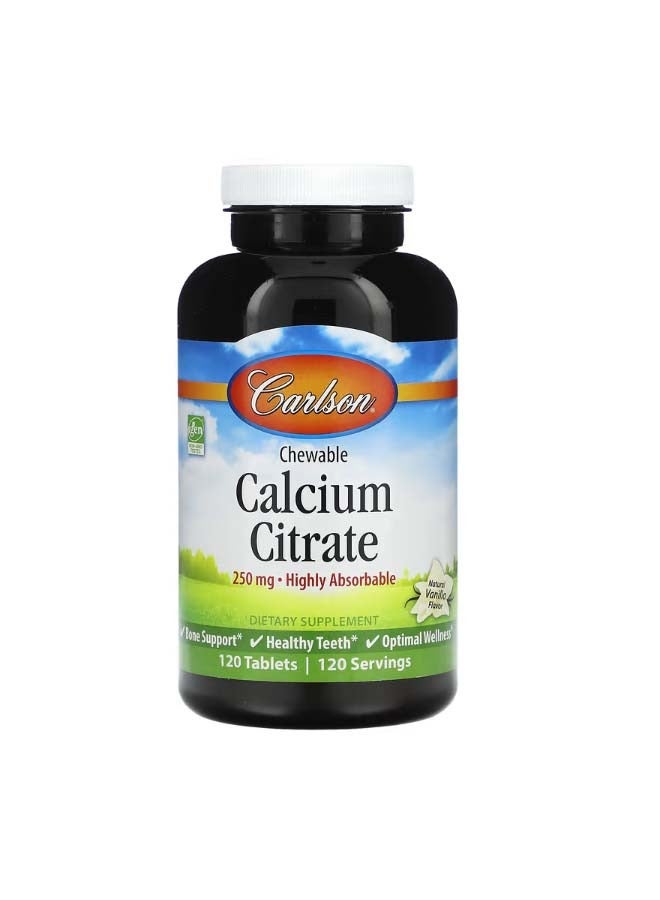 Carlson Chewable Calcium Citrate Natural Vanilla 250 mg 120 Tablets - Image 1