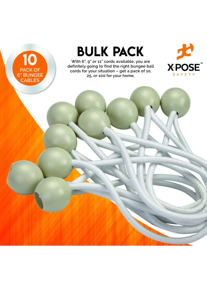 xpose safety Bungee Ball Cords 6 10 Pack Heavy Duty White Stretch Rope with Ball Ties for Canopies Tarps Walls Cable Organization  - Image 5