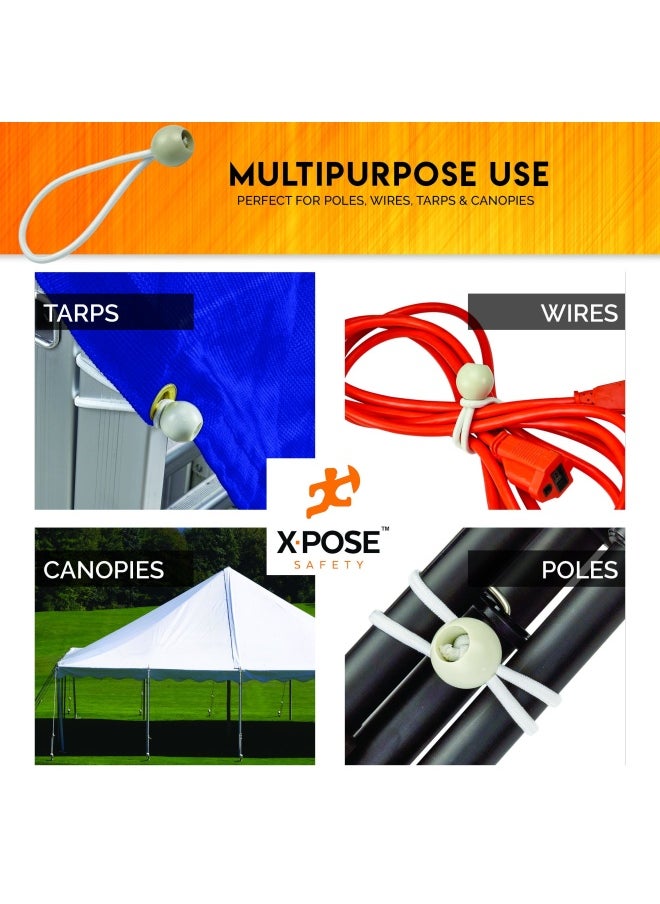 xpose safety Bungee Ball Cords 6 10 Pack Heavy Duty White Stretch Rope with Ball Ties for Canopies Tarps Walls Cable Organization  - Image 3