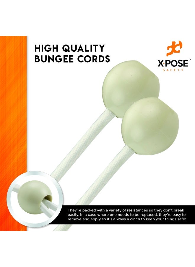 xpose safety Bungee Ball Cords 6 10 Pack Heavy Duty White Stretch Rope with Ball Ties for Canopies Tarps Walls Cable Organization  - Image 4
