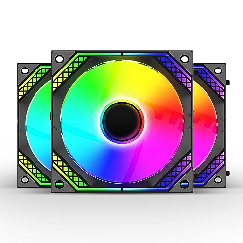 Ant Esports Infinity Flow 3 in 1 120mm ARGB Case Fan Kit with ARGB Infinity Mirror Design and Daisychainable Connections, 2000 RPM, 58.23 CFM Airflow - Black - Image 1