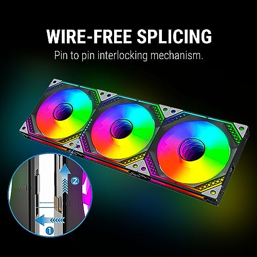 Ant Esports Infinity Flow 3 in 1 120mm ARGB Case Fan Kit with ARGB Infinity Mirror Design and Daisychainable Connections, 2000 RPM, 58.23 CFM Airflow - Black - Image 3