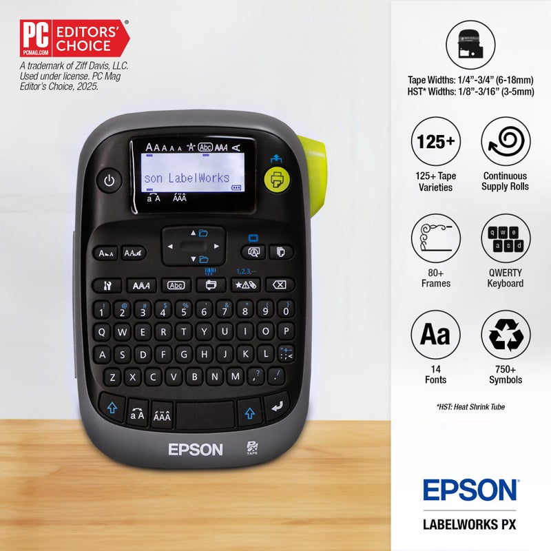 LABELWORKS Epson LW-PX300VP Industrial Label Maker Complete Kit - with Accessories, Sticker Labels, Magnetic Tape Compatible, Only Uses 203 & 205 Shrink Tube Tapes, Portable Handheld Printer - Image 2