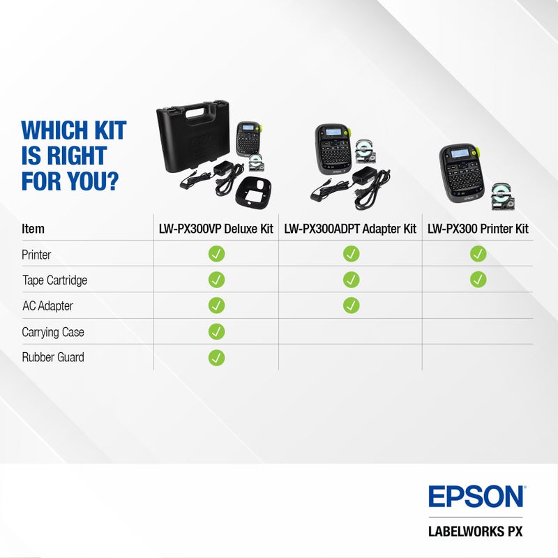 LABELWORKS Epson LW-PX300VP Industrial Label Maker Complete Kit - with Accessories, Sticker Labels, Magnetic Tape Compatible, Only Uses 203 & 205 Shrink Tube Tapes, Portable Handheld Printer - Image 3