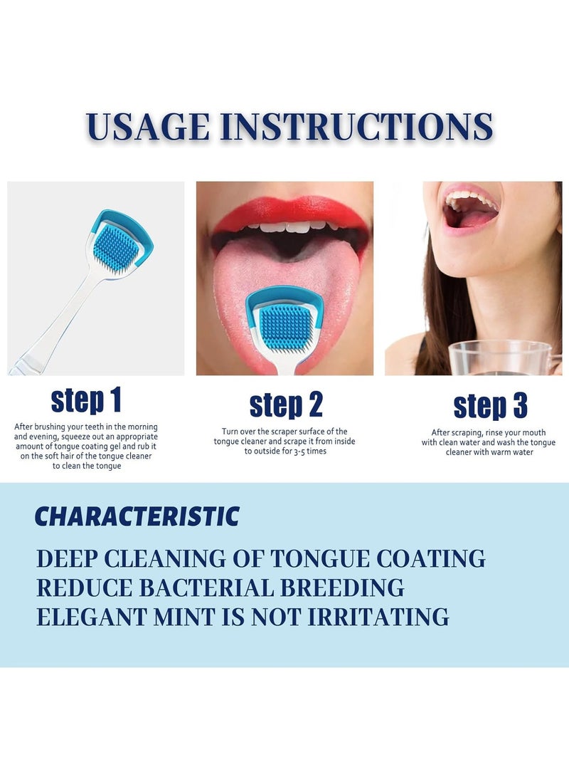 EELHOE Tongue Cleaning Gel, Tongue Cleaner Gel, With Tongue Scraper For Adults, Oral Care Removes Oral Odor Fresh Breath Tongue Coating Cleaning Bad Breath Treat-ment For Adults, Blue 1PCS - Image 4