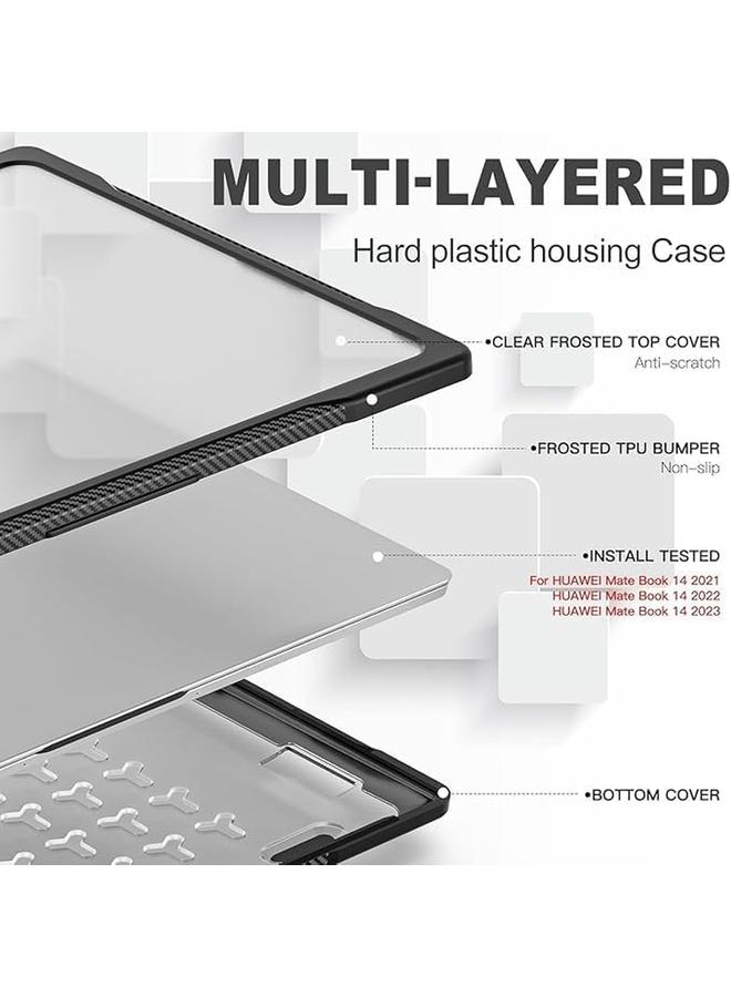 erorex Compatible With Huawei Matebook D14 2024 Mdg 24 Heavy Duty Rugged Full Shockproof Case Dual Layer Laptop Transparent Hard Shell Case With Tpu Frame Black - Image 3