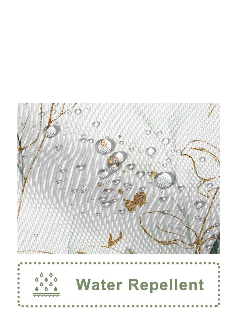 Green Eucalyptus Shower Curtain Abstract Sage and Gold Leaves Set for Bathroom Waterproof Fabric Aesthetic Watercolor Botanical Decor with Hooks - Image 5