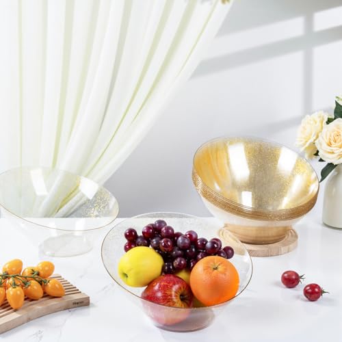 bUCLA 12 Pack Gold Glitter Plastic Serving Bowls - 54 OZ Angled Serving Bowls Disposable for Chip,Candy, Snack,Salad & Fruit - Ideal for Party, Wedding & Thanksgiving - Image 3