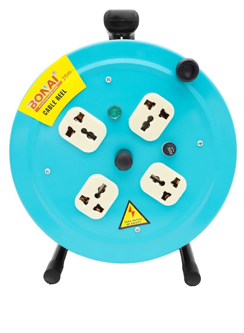 بوناي بكرة تمديد Bonai بطول 25 مترًا: قم بتشغيل مساحتك بأمان وكفاءة باستخدام 4 مقابس وحماية من الصمامات - Image 1