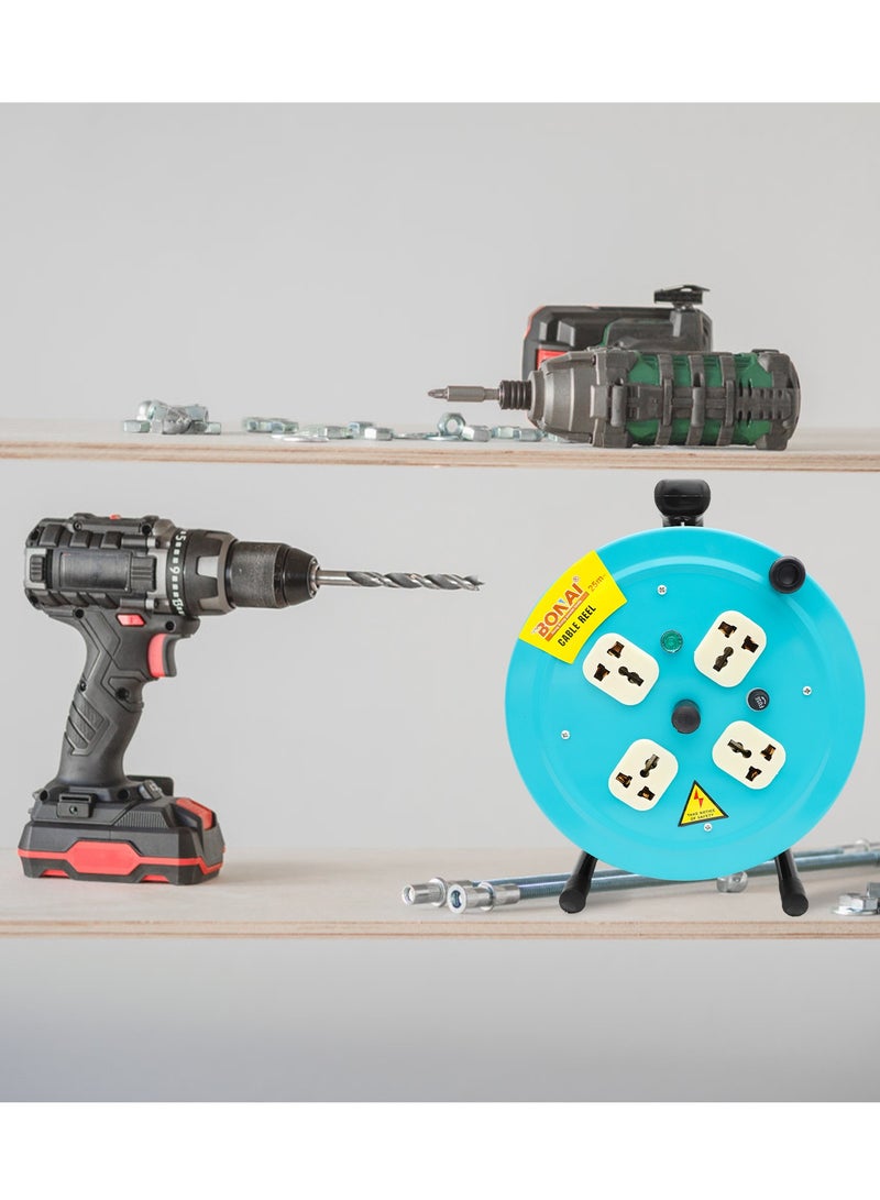 بوناي بكرة تمديد Bonai بطول 25 مترًا: قم بتشغيل مساحتك بأمان وكفاءة باستخدام 4 مقابس وحماية من الصمامات - Image 5