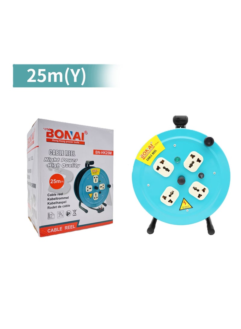 بوناي بكرة تمديد Bonai بطول 25 مترًا: قم بتشغيل مساحتك بأمان وكفاءة باستخدام 4 مقابس وحماية من الصمامات - Image 2