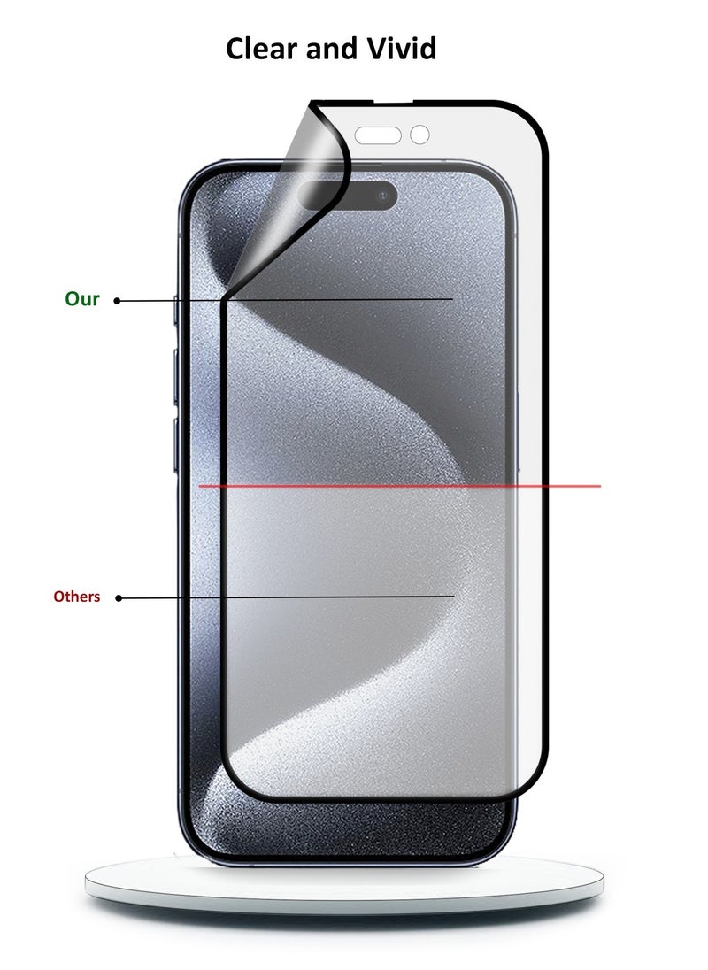 Wtech Nano Ceramic Anti Fingerprint Full Glue Full Cover Matte Flexible Screen Protector For Apple iPhone 15 Pro 2023 Clear/Black  - Image 4