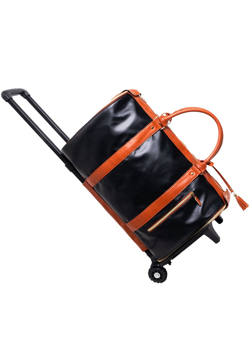 Ayeeb Rolling Travel Duffel Bag Foldable Trolley Blazer Suit Cover Duffle Anti-wrinkle Garment Quick Pack, Carry-on Hand Luggage Zip Open, Portable 2-wheel Waterproof Baggage Business Flights Vacation Trip(Rich Black)  - Image 1