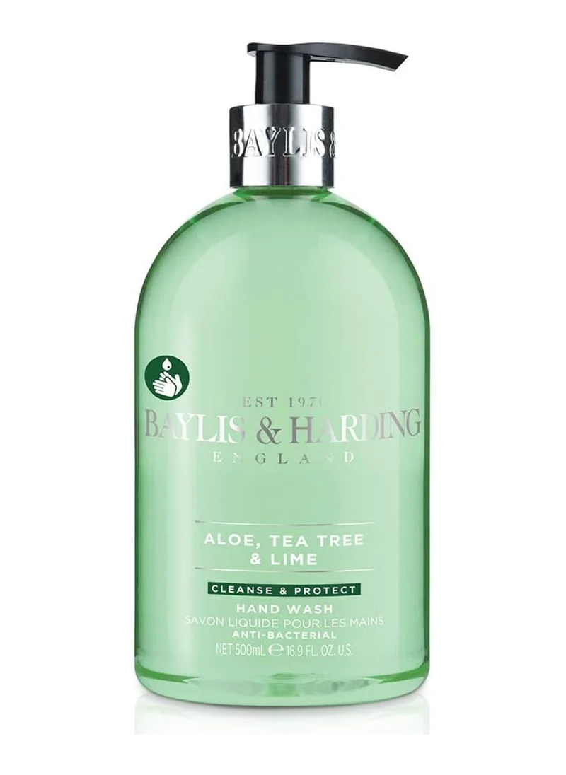 Baylis & Harding Anti-Bacterial Hand Wash - Aloe, Tea Tree & Lime, 500ml | Moisturizing Liquid Soap for Sensitive Skin | Daily Use Hand Cleaner | Refreshing Fragrance