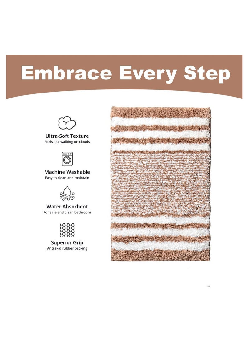 TYCOM Bathroom Rugs Bath Mat 50x80cm Non Slip Fluffy Soft Plush Microfiber Shower Carpet Rug Machine Washable Quick Dry Ultra Bath Mats for Tub Bathroom and Shower Champagne. - Image 4