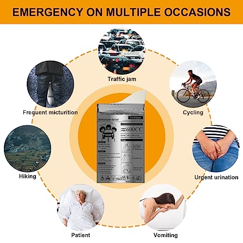 Coolrunner أكياس بول قابلة للتصرف من كول رانر، أكياس بول للتخييم للرجال والنساء، أكياس بول للتخلص منها للرحلات، مرحاض طوارئ محمول للأطفال، المرضى (رمادي-20 قطعة) - Image 5