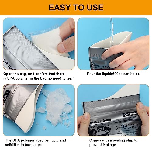 Coolrunner أكياس بول قابلة للتصرف من كول رانر، أكياس بول للتخييم للرجال والنساء، أكياس بول للتخلص منها للرحلات، مرحاض طوارئ محمول للأطفال، المرضى (رمادي-20 قطعة) - Image 3