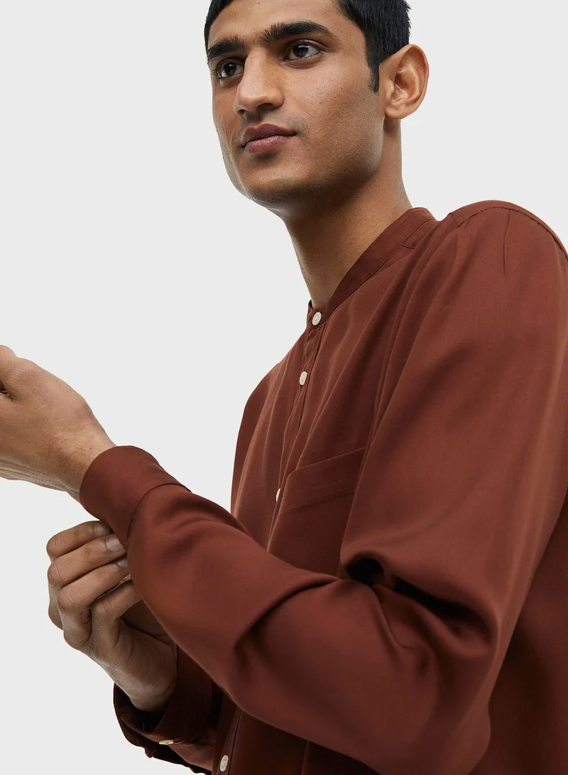 H&M Grandad Collar Regular Fit Shirt
