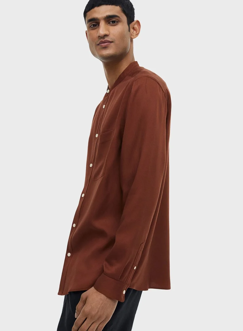 H&M Grandad Collar Regular Fit Shirt