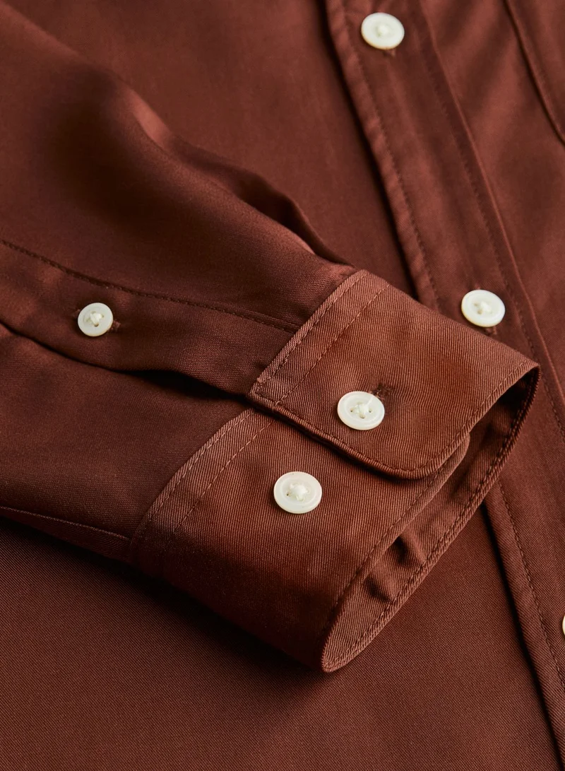 H&M Grandad Collar Regular Fit Shirt