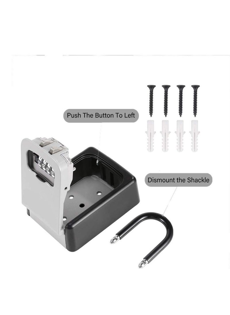 Password Key Box, Wall Mounted 4 Digits Combination Resettable Lock, Key Lock Box Grey/Black (3.54*4.53*1.57 in)