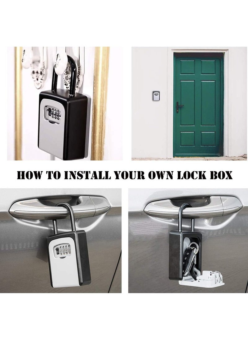 Password Key Box, Wall Mounted 4 Digits Combination Resettable Lock, Key Lock Box Grey/Black (3.54*4.53*1.57 in)