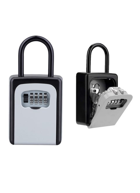 Password Key Box, Wall Mounted 4 Digits Combination Resettable Lock, Key Lock Box Grey/Black (3.54*4.53*1.57 in)