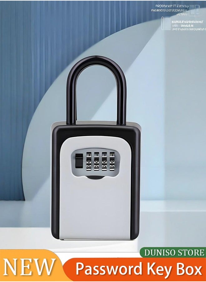 DUNISO Password Key Box, Wall Mounted 4 Digits Combination Resettable Lock, Key Lock Box Grey/Black (3.54*4.53*1.57 in)  - Image 2