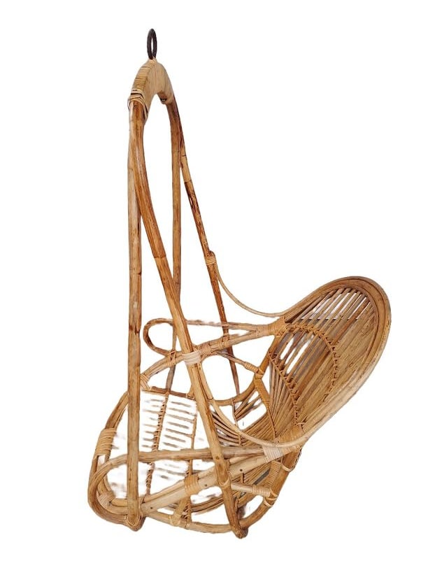 Generic Kalaa Hastashilp White Cane Hanging Swing Chair for Indoor and Outdoor Comfort Stylish and Durable Swing for Home Balcony and Garden Elegant Furniture for Comfort Relaxation Brown1 