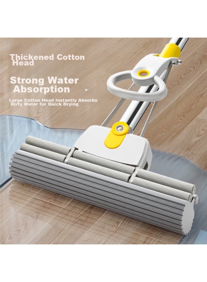 MR. Miaoran Large 43cm Double Roller Squeezing Sponge Mop, 135cm Stainless Steel Handle, No-hand Washing, Absorbent Rubber Sponge Head Mop - Image 5