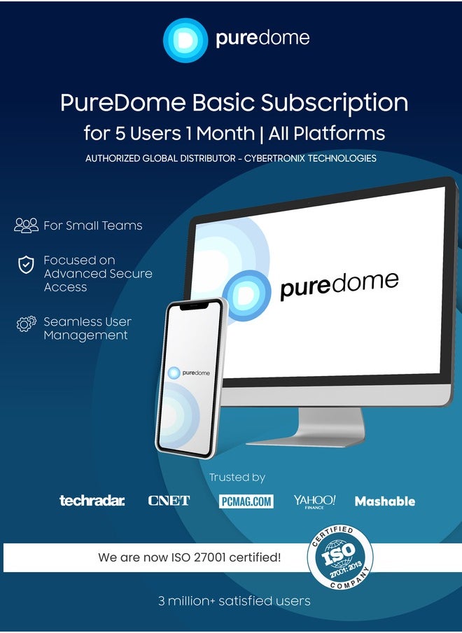 ماركة غير محددة PureDome Basic Subscription for 5 Users  1 Month| All Platforms | Digital Subscription 