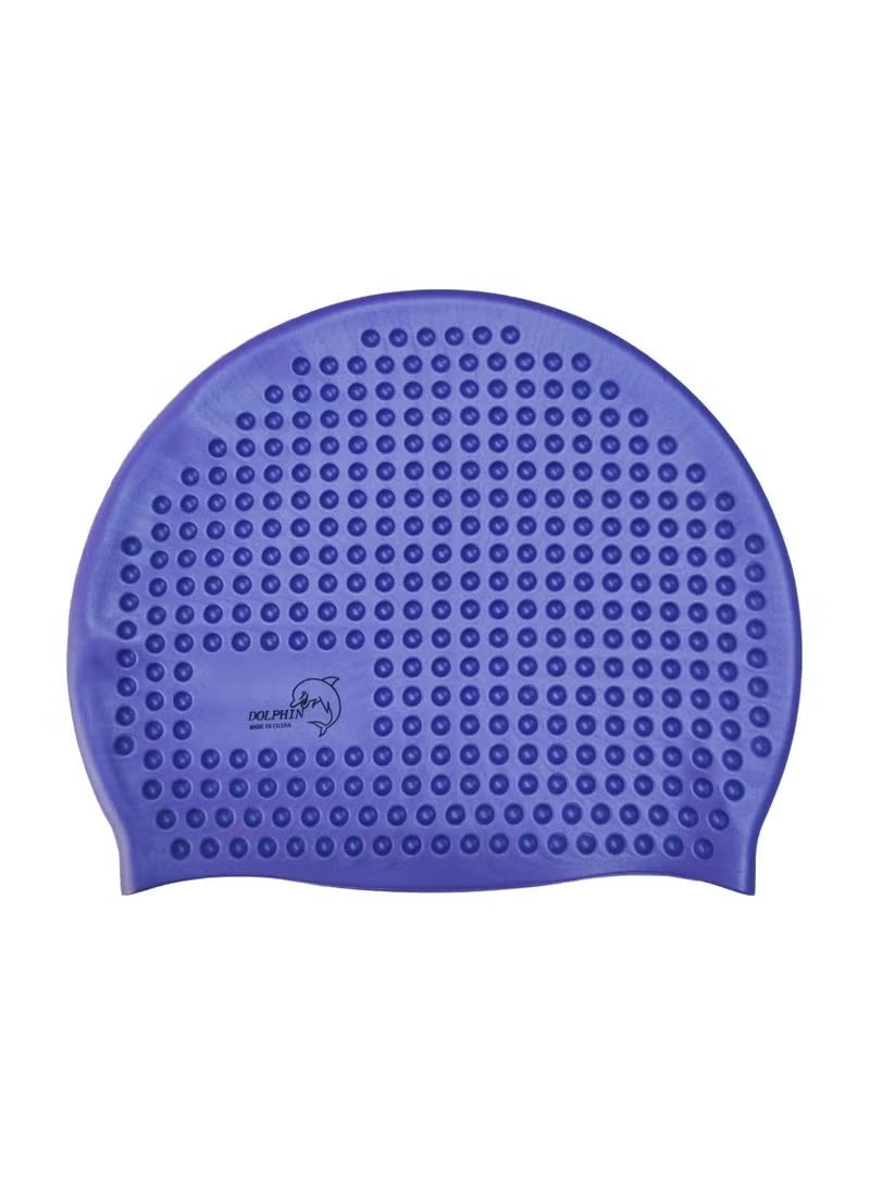 Adult Waterproof Silicone Bubble Swim Cap - Blue - Image 1