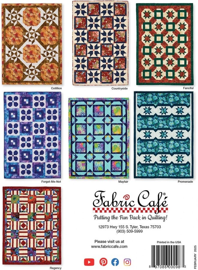 Fabric Cafe Make It Home With 3-Yard Quilts Pattern Booklet - 21 Easy Quilt Projects | 7 Quilt Patterns with Matching Table Runners, Pillow Covers & More | Includes Lap, Twin & Queen/King Size Options - Image 2