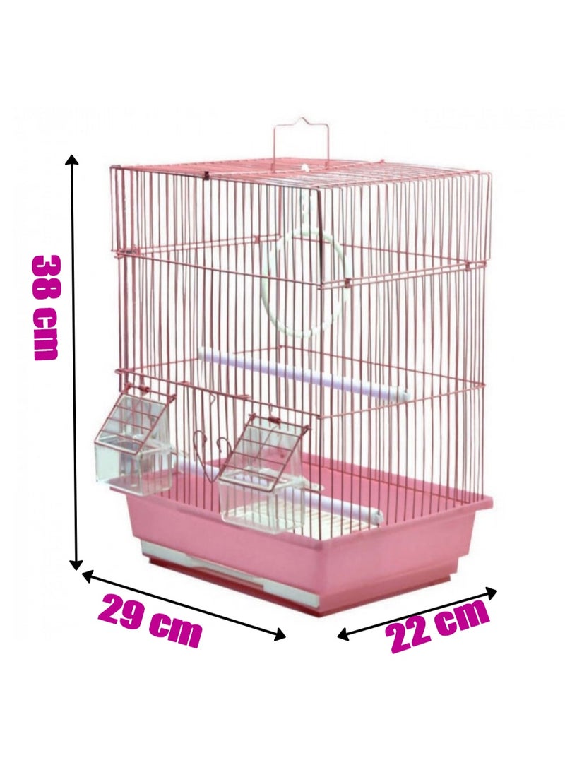 Bird Cage, Pink metal bird cage suitable for parakeets or other small ornamental birds. - Image 2