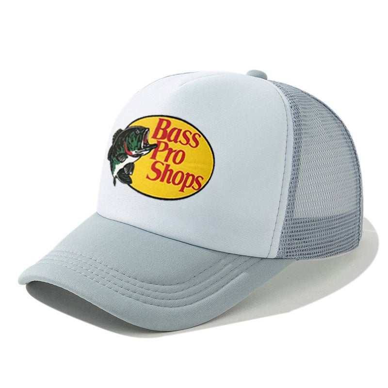 Bass Pro Shops Trucker Cap Outdoor Sun Protection Light gray White 